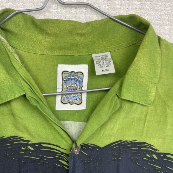Vintage Ocean Current Hawaiian Shirt Sun set Beach Scene Surf Palm tree Sz M - Picture 7 of 16